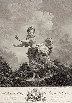 Притворный побег. По картине Ж.-О. Фрагонара. Совместно с Ш.-Ф.-А. Макре. Офорт, резец