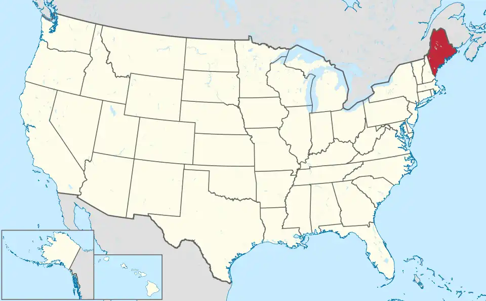 Штат Мэн на карте США