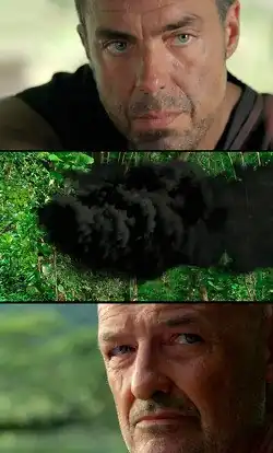 Три обличия Человека в Чёрном. Сверху вниз: ЧВЧ, форма дымового монстра и облик Джона Локка.