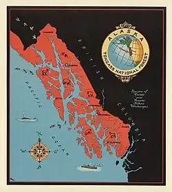 Карта Национального леса Тонгасс, Аляска, 1940 г.