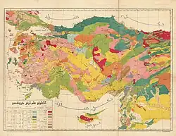 Первая детальная геологическая карта Турции, 1920 г.