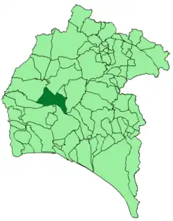 Расположение муниципалитета Алосно на карте провинции