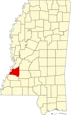 Округ Клейборн на карте штата.