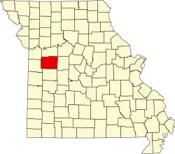 A state map highlighting Johnson County in the western part of the state.