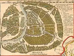 План Москвы из «Космографии» Яна Блау, 1645 г.