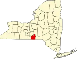 Округ Тайога на карте штата.