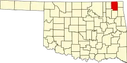 Округ Крейг на карте штата.