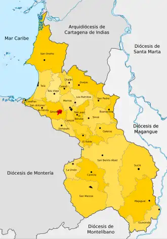 Карта епархии Синселехо