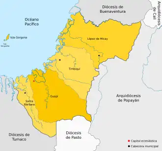 Карта апостольского викариата Гуапи