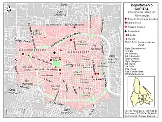 Департамент  Сан-Хуан на карте
