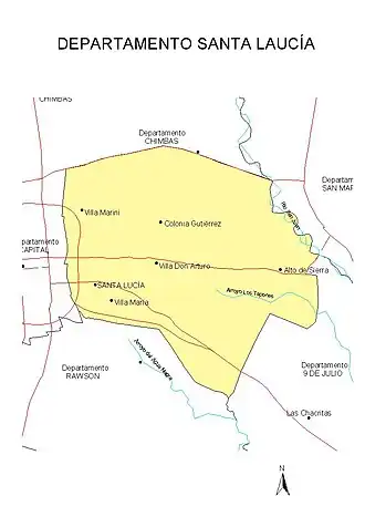 Департамент Санта-Лусия на карте