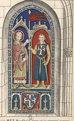 Генрих Клеман получает орифламму из рук Святого Дионисия