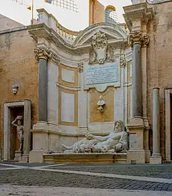 Экседра во дворе Палаццо Нуово на Капитолии с фонтаном «Марфорио». 1734