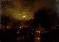 Ярмарочная площадь в лунном свете.