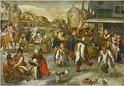 Карнавал в деревне. Между 1591 и 1600. Дерево, масло. Государственный Эрмитаж, Санкт-Петербург