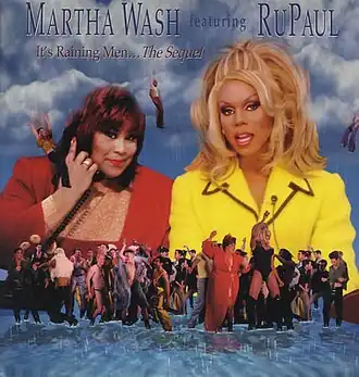 Обложка сингла Марта Уош feat. Ру Пол «It’s Raining Men...The Sequel» (1998)