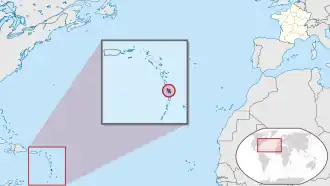 Карта Франции с выделенным регионом Мартиника