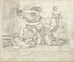 Избиение младенцев. 1759-1760 (по оригиналу Н. Пуссена). Бумага, итальянский карандаш. Художественный музей Фогга, Гарвардский университет, США