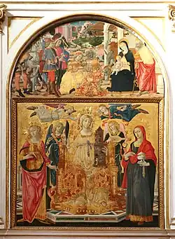 Маттео ди Джованни. «Святая Варвара на троне с Магдалиной и Святой Екатериной Александрийской»