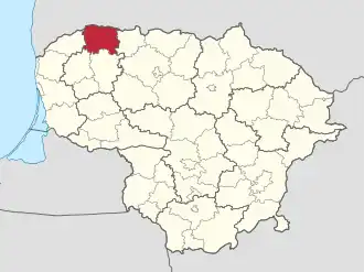 Мажейкяйский район (выделен красным) на карте Литвы