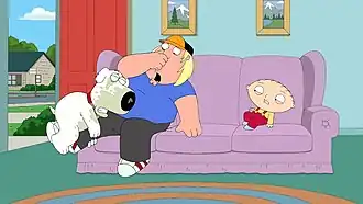 Промокартинка. На Брайана напал скунс, из-за которого ему теперь придётся жить на улице.