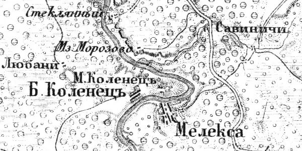 Деревня Мелекса на карте 1872 года