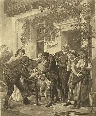 Эдвард Дженнер вакцинирует Джеймса Фиппса. Художник Гастон Меленг.