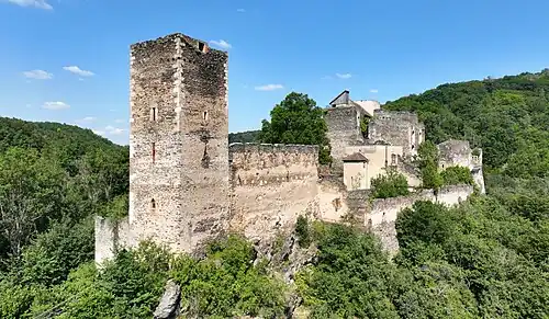 Вид на руины замка с запада-юго-запада