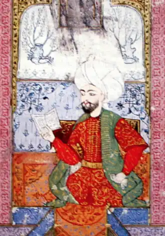 Изображение Ахмета-паши в сборнике биографий поэтов Mesa'iru's-Su'ara.
 Millet Manuscript Library Archive, T 772, fol.101.