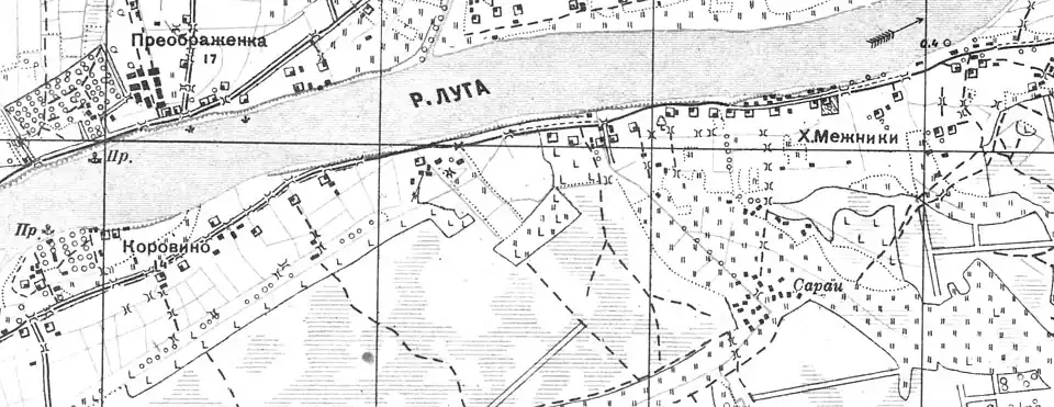 План деревни Межники. 1930 год