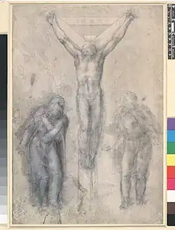 Микеланджело Буонарроти. Распятый Христос между Девой Марией и Иоанном. Ок. 1558 г. Бумага, итальянский карандаш. Британский музей, Лондон