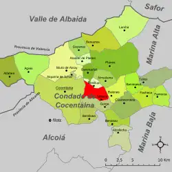 Расположение муниципалитета Мильена на карте провинции