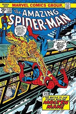Расплавленный человек на обложке The Amazing Spider-Man #133 (Март, 1974)Художник — Джон Ромита-старший.
