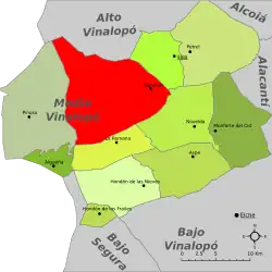 Расположение муниципалитета Моновар на карте провинции