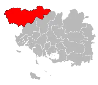 Кантон на карте департамента Морбиан