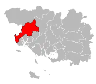 Кантон на карте департамента Морбиан