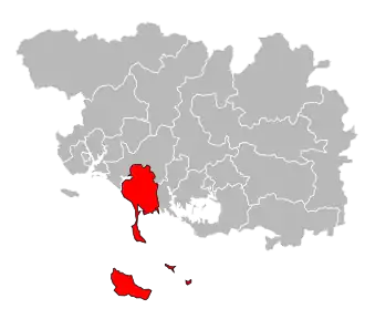 Кантон на карте департамента Морбиан