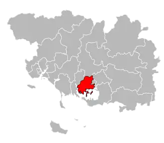 Кантон на карте департамента Морбиан