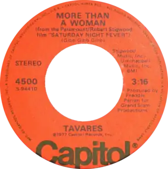 Обложка сингла Tavares «More Than a Woman» ()