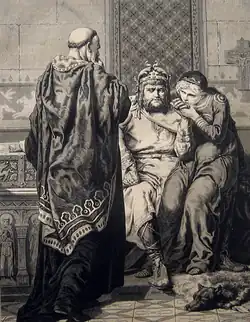 Аббат Витхар у Морвана.  Миниатюра XIX века.