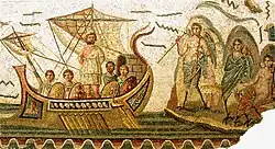 Римская мозаика Улисса, из Карфагена, II век н. э., теперь в Музее Бардо, Тунис