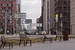 Вид в створ улицы Родченко с набережной Марка Шагала