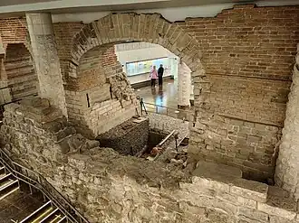 Опора Воскресенского моста в музее археологии Москвы