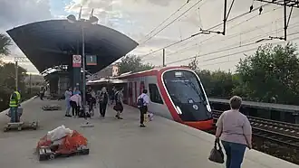 Электропоезд ЭГЭ2Тв «Иволга 3.0» сообщением Зеленоград-Крюково — Ипподром на станции Электрозаводская