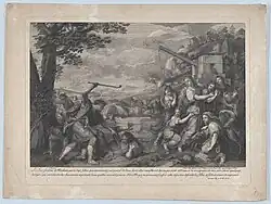 Моисей защищает дочерей Иофора. По оригиналу Ш. Лебрена. Между 1686–1701. Офорт