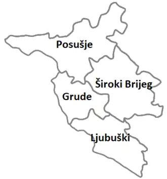 Западногерцеговинский кантон на карте