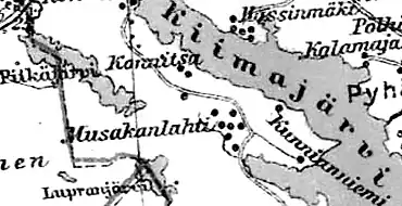Деревня Мусаканлахти на финской карте 1923 года