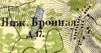 Деревня Нижняя Бронна на карте 1860 года