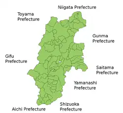Карта префектуры Нагано