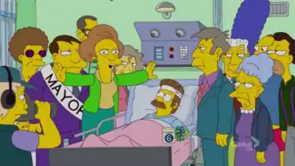 Эдна и остальные навещают Неда в больнице